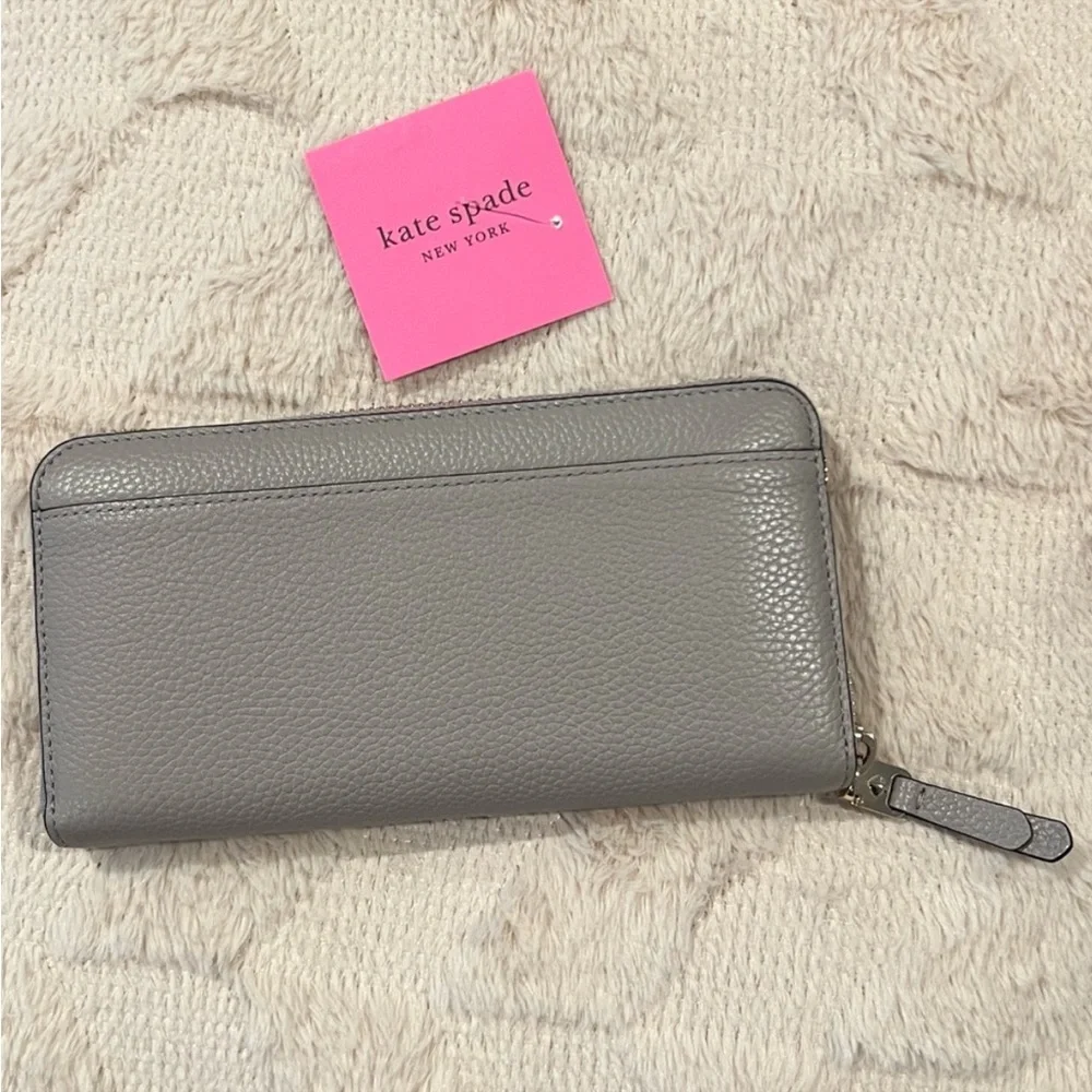 Kate spade New York zip around wallet pebbled leather
